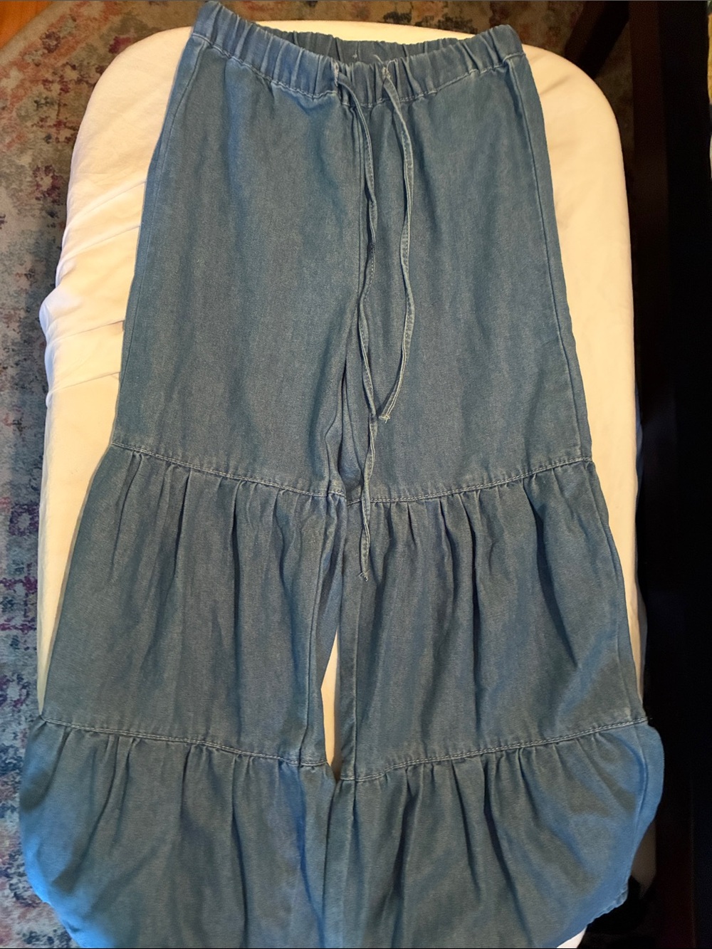 SHEIN Light Blue Tiered Denim Kids Pants